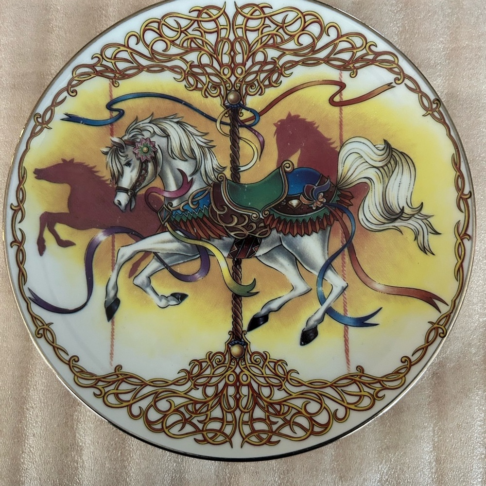 Decorative Carousel Horse Plate. About 8 inches around.